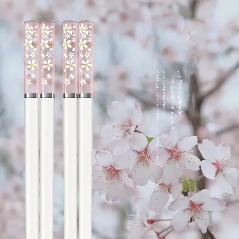 

24 см Янтарные Сакура японские палочки для еды розовый вишневый цвет суши многоразовые пищевые палочки антибактериальные противоскользящие палочки для еды посуда