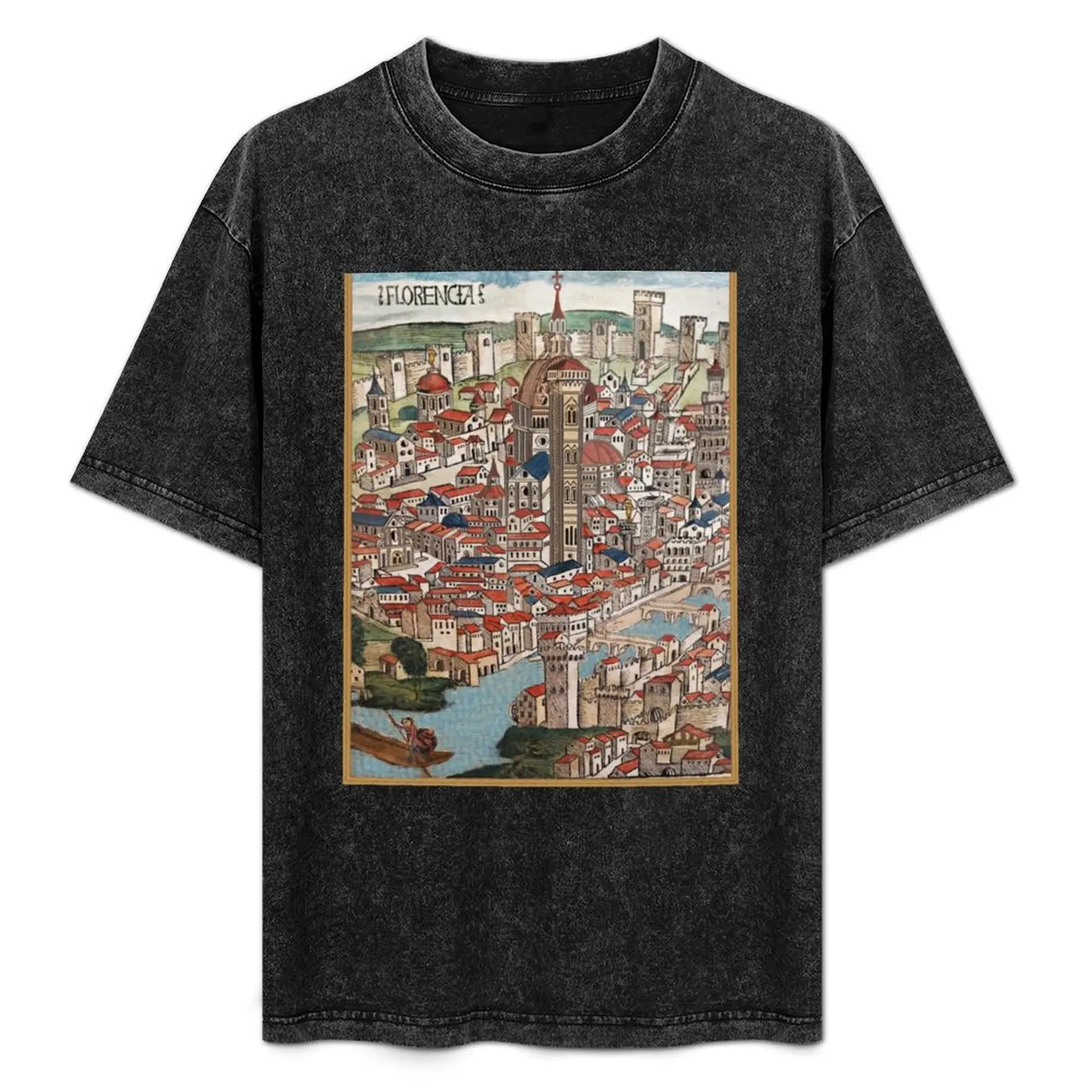 Футболка Florencia Colore 1493 с антикварной картой 15 века аниме новое издание простые