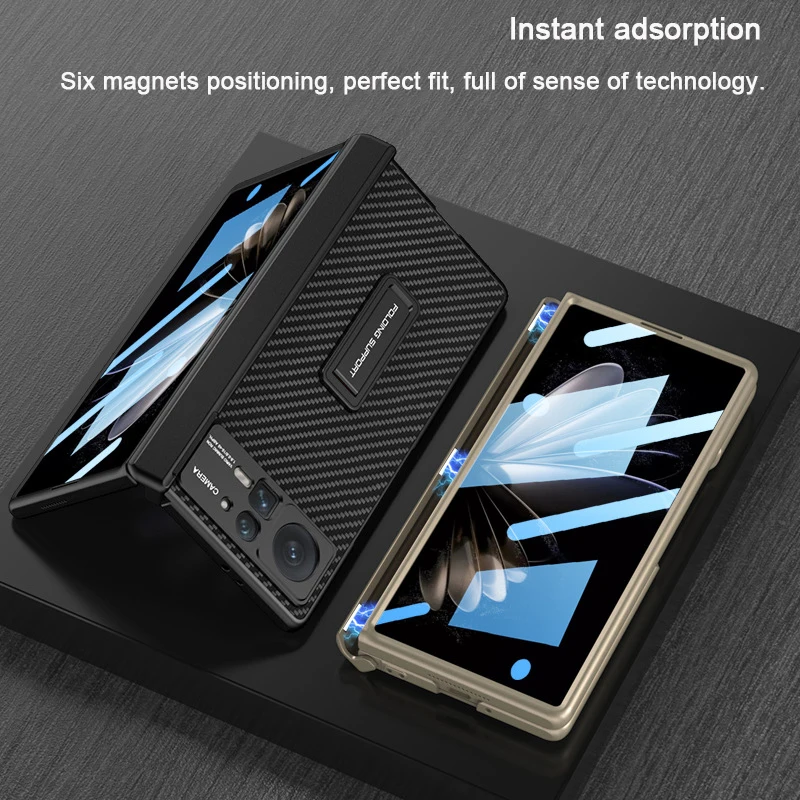 GKK Magnetic Hinge Shockproof Hard Plastic Leather Cover for Xiaomi Mix Fold 2 Front Glass Protector Film Kickstand Bracket Case