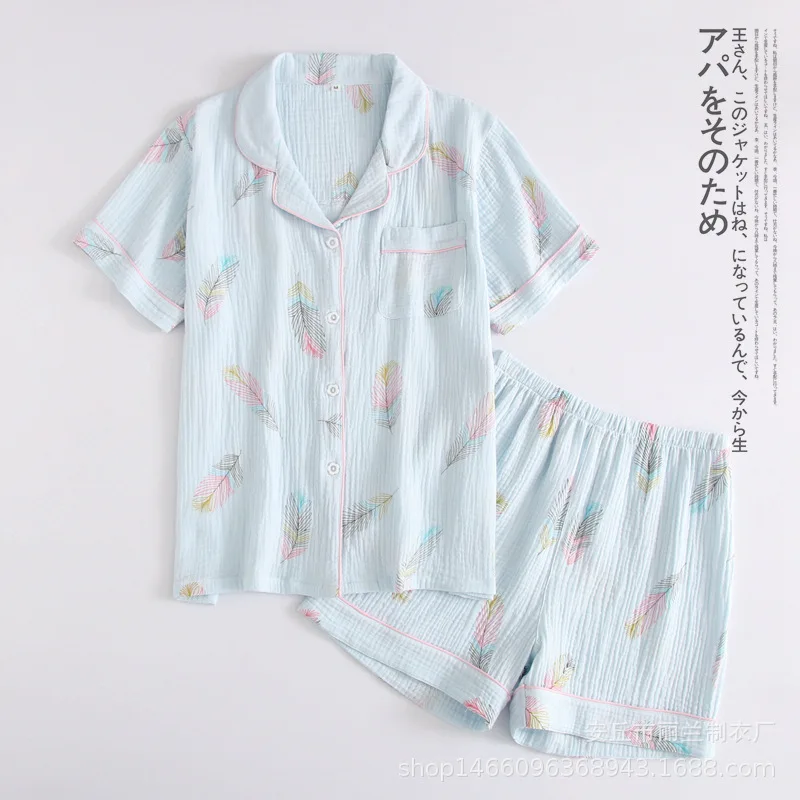 Summer New Home Wear Sleepwear For Women Cotton Pajamas Pyjamas Set PJ Set Short Sleeves Cartoon Cute Pijamas 2 PIeces Set