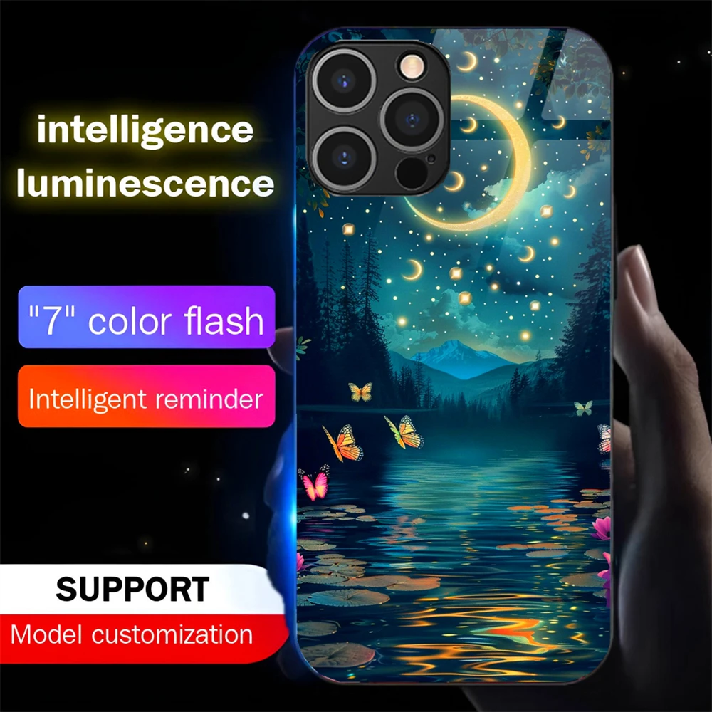 Фото Чехол для телефона Pretty Dreamy Forest со светодиодной подсветкой и вспышкой для Samsung S25 S24 S23 S22 S21 S20 FE Plus Ultra №1