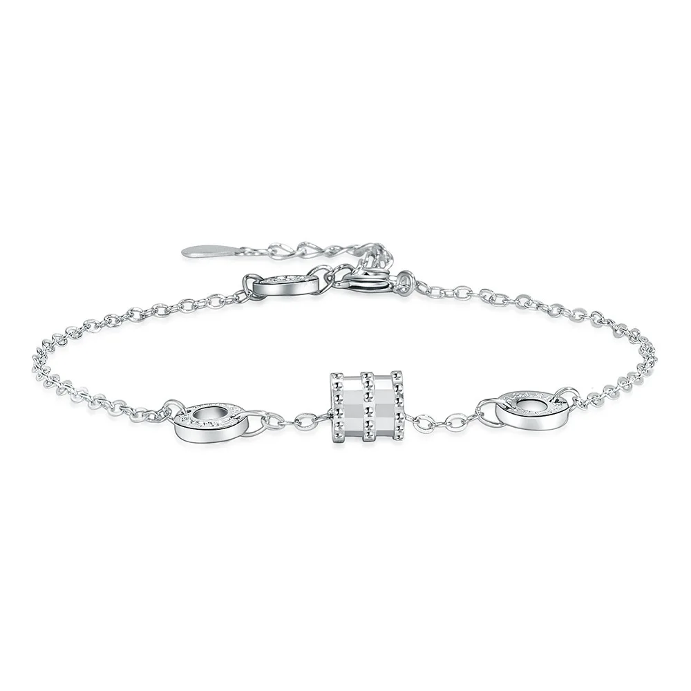 

New Exquisite Fashion Elegant Silver Plated Rose Gold Color Chain Bracelets for Women Girl Sweet Charming Everyday Jewelry