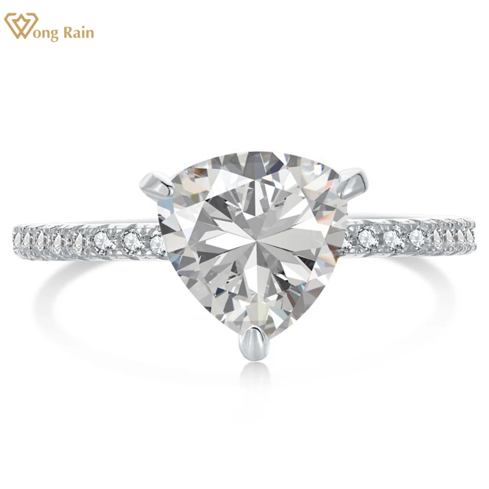 

Wong Rain, 18 К, позолота, серебро 925 пробы, треугольник, 8*8 мм, высокоуглеродный алмаз, драгоценный камень, ювелирные украшения, Женское кольцо, под...