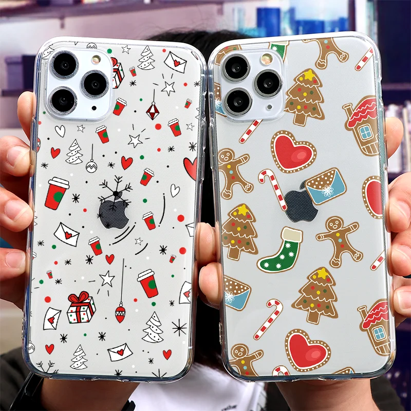 

Hot Christmas Style Case Fashion Coques For iPhone SE 2020 7 8 6 6S Plus 13 12 11 Pro Max Mini X XR XS Max Soft TPU Clear Covers