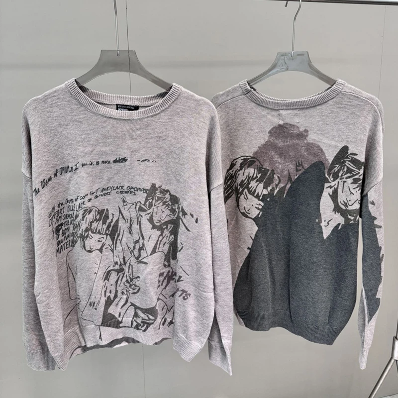 High Street Enfants Riches Deprimes Embrace Girls Pattern Трикотаж Американский Ретро Свободные