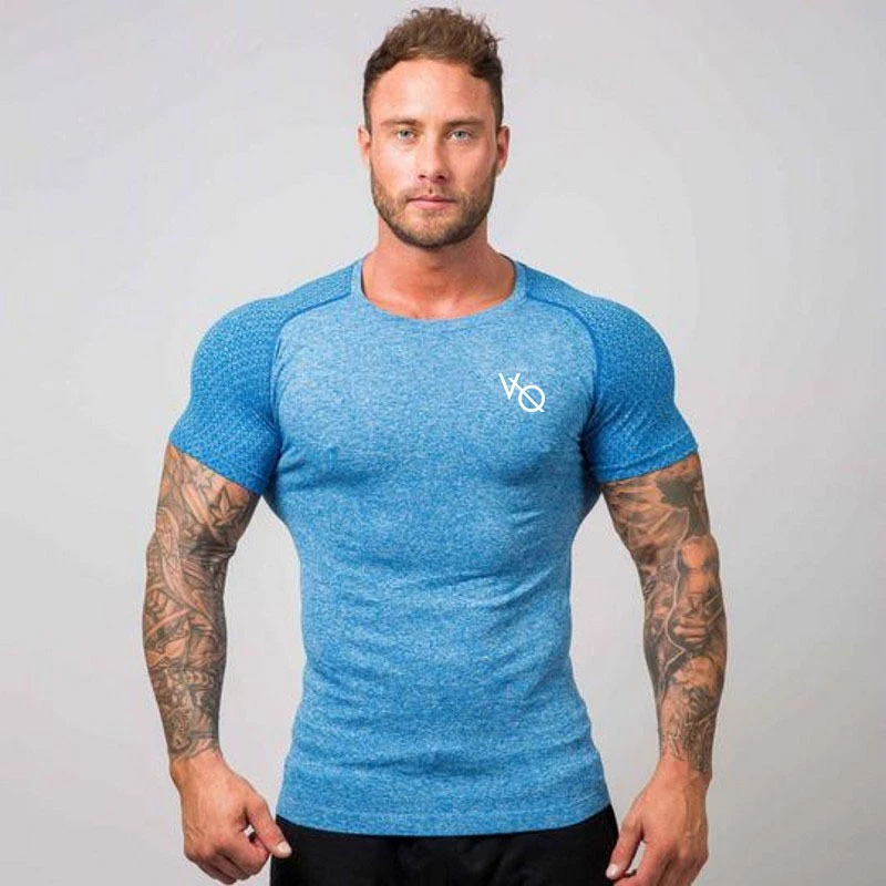 

Camiseta deportiva de secado rápido para hombre, Camiseta ajustada de manga corta para gimnasio, fitness, correr, entrenamiento,