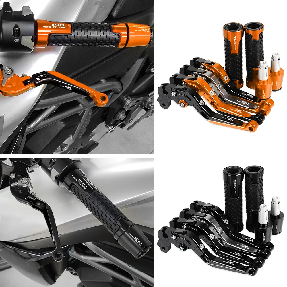 

7/8" 22mm Non-slip Rubber & CNC Aluminum Handlebar Handle Bar Grips Ends Cover Clutch Brake Levers FOR 1190Adventure 2013 -2016