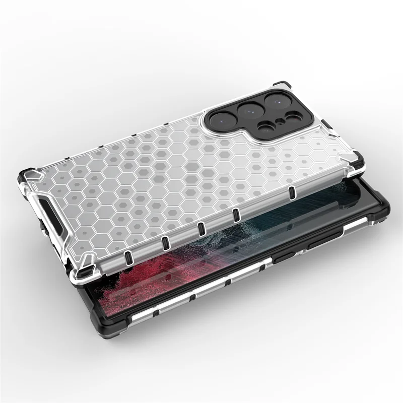 Honeycomb Shockproof For Samsung Galaxy S23 Ultra Case Armor Capa For Samsung S23 Ultra Cover Clear TPU Protector S23 Ultra Case