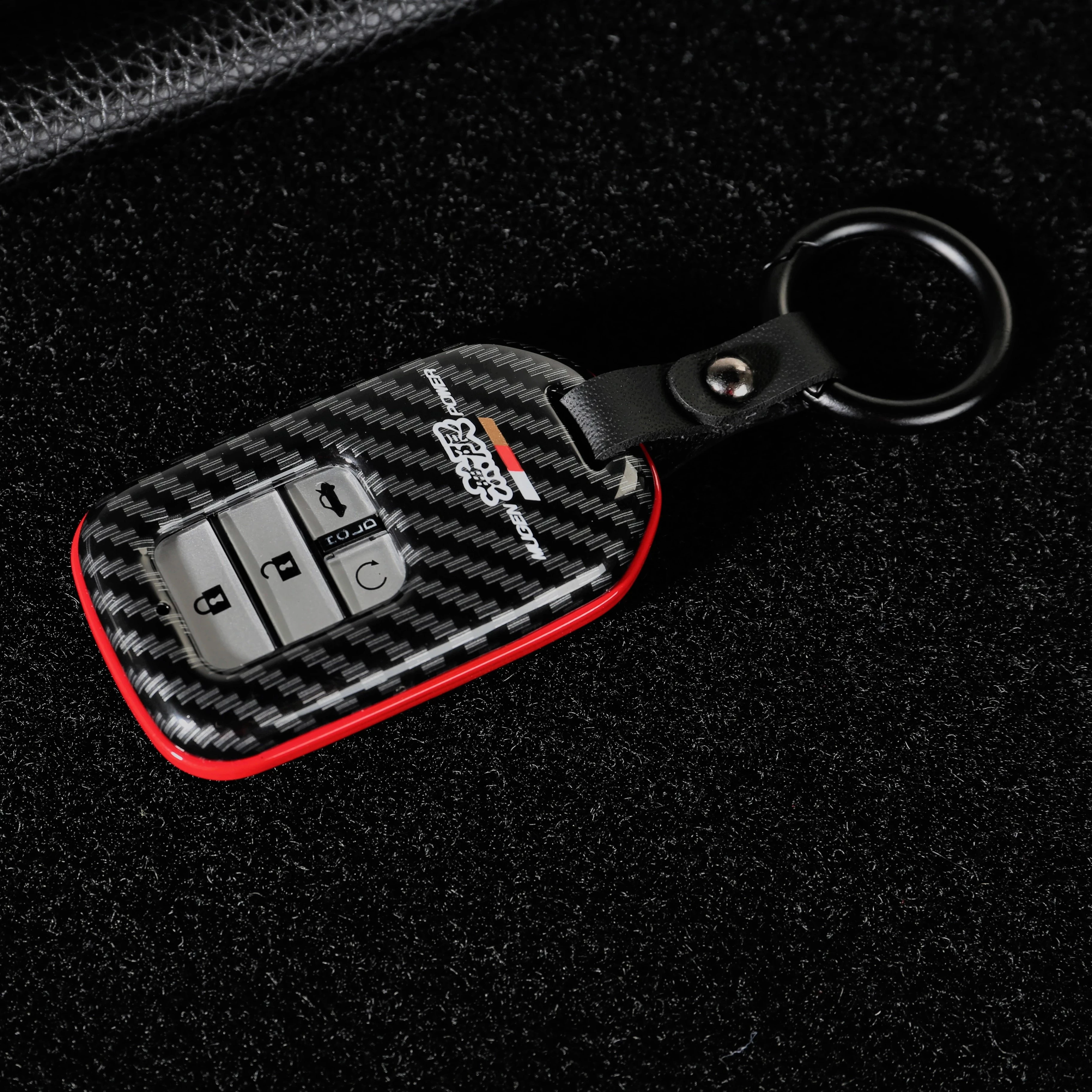 

Used with Honda carbon fiber key chain Civic Accord mugen key cover CR-Vcity HRV Jdm style refit key chain