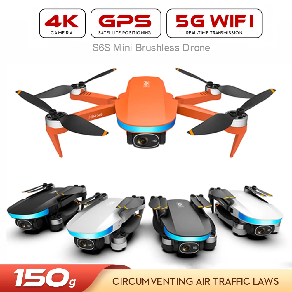 

S6S Mini GPS Profesional Drone 4K HD Dual Camera 5G Wifi FPV Brushless Motor RC Dron Folding Quadcopter Helicopter Kids Toy Gift