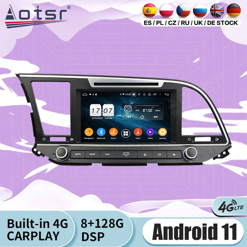 

2 Din мультимедийный стерео-видеоплеер Android для Hyundai Elantra 2015 2016 2017 2018 GPS головное устройство аудио радио приемник головное устройство