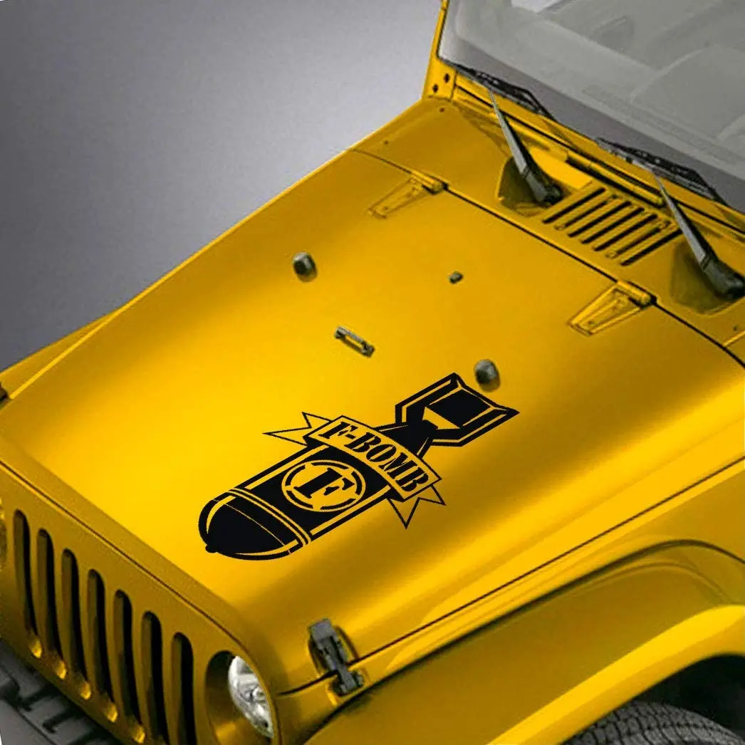 

SkunkMonkey - Hood Decal Compatible with Jeep Wrangler TJ LJ JK JKU - F-Bomb Sticker - Blue Stickers