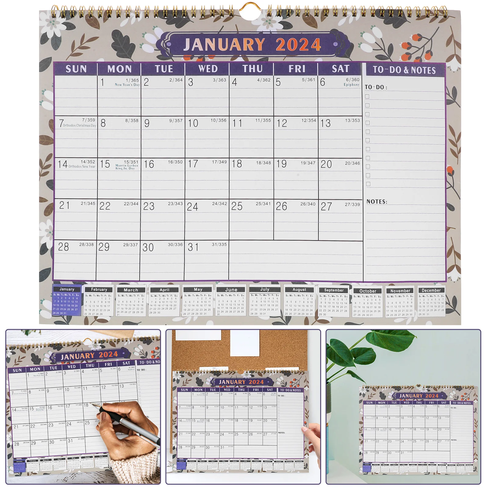 

Ежемесячный настенный календарь, календарь для праздников, английский ежедневный календарь для офиса