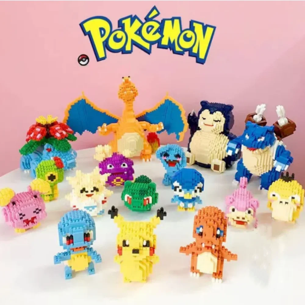 

New Pokemon Blocks Small Cartoon Mini Building Block Pikachu Edu Game Graphics Anime Assemble Action Model Dolls Kid Toys Gifts