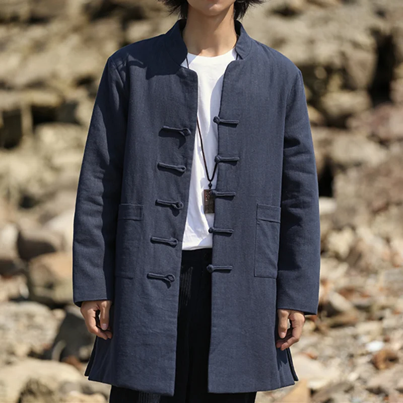 

Traditional Dress Chinese Plus Size Retro Long Coat Autumn Winter Thick Jacket Men Clothing Tang Suit Ethnic Style Parkas Male