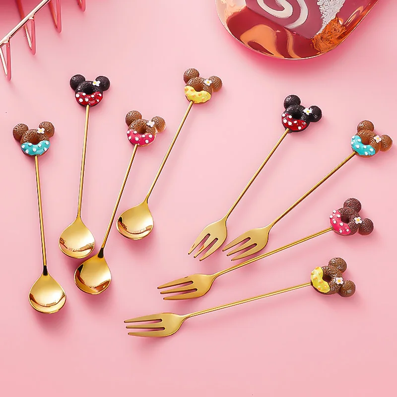

Cartoon Mickey spoon fruit fork children's fun tableware spoon cute mixing spoon cake dessert coffee spoon