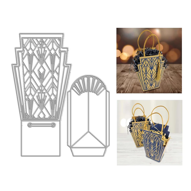 

New 2022 3D Metal Cutting Dies for Carrying Basket Gift Box Scrapbooking Accessories Die Cut Embossing Frame Card Craft Die Set