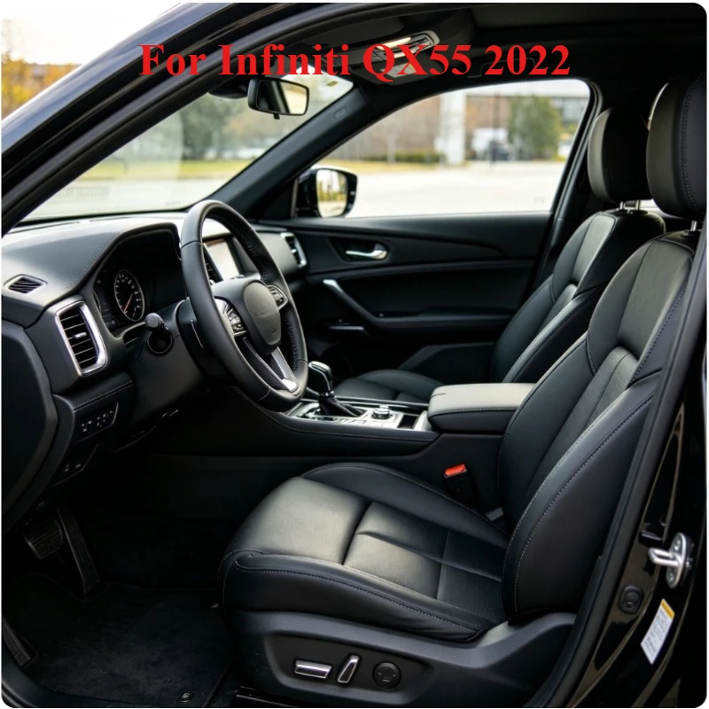 Фото Чехлы на 5 сидений для Infiniti QX55 2022, полный комплект, из веганской кожи, на заказ, защитные аксессуары №1