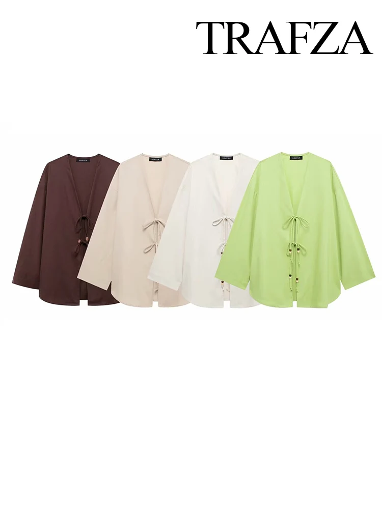 Женская блузка-кимоно из хлопка и льна 4 цвета