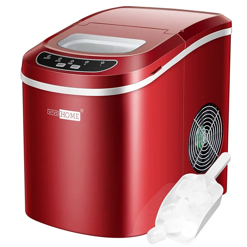 

Portable Compact Electric Ice Maker Machine, 26lbs/day Red