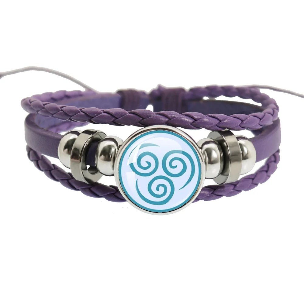 Браслет из кожаного шнура The Last Airbender Fire And Water Tribe элементы воды земли огня и