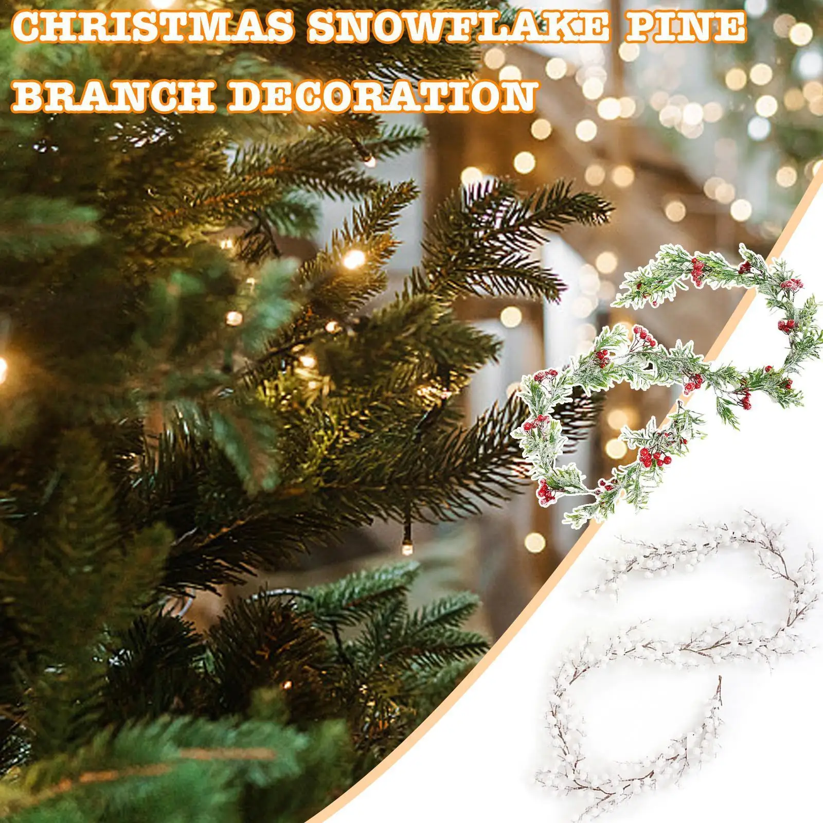 

160cm Artificial Pine Cones Vine Christmas Decorative Snowflake Pine Branches Green Garland Leaves Wreath Wall Decor For We W5g7