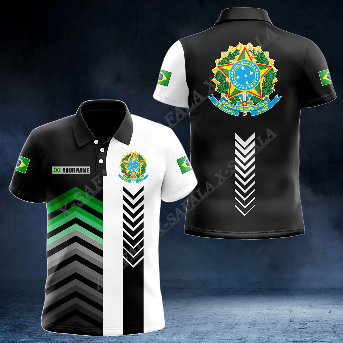 

Customize Brazil Coat Of Arms Map V3 Unisex 3d Print Polo Shirt Men Collar Short Sleeve Streetwear Casual Top New Summer Clothin