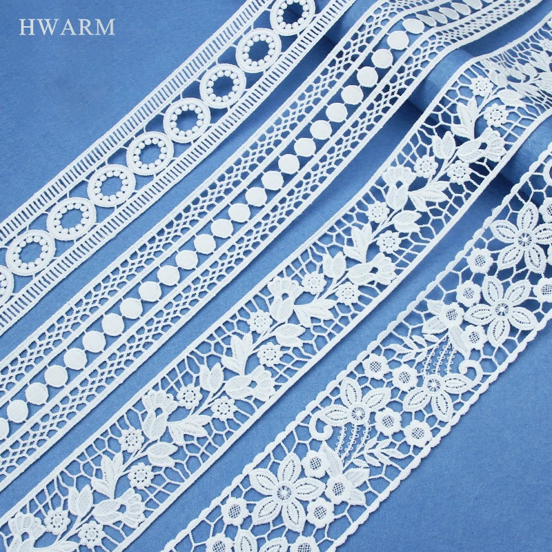 

African Lace Fabric 2022 For Crafts Diy 10yard New Bilateral White Non Elastic Water-Soluble Embroidery Wedding Sewing Trim Milk