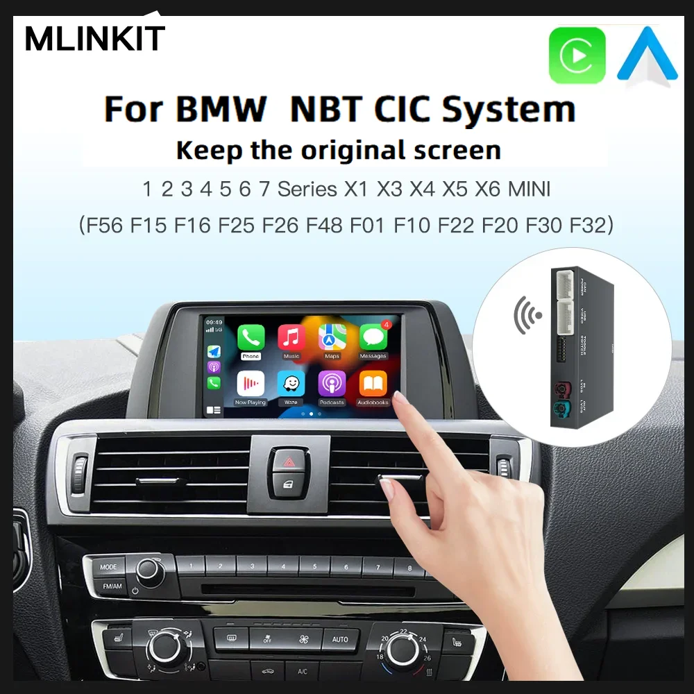 Фото Беспроводной CarPlay для BMW NBT/CIC/EVO/CCC 1 2 3 4 5 7 серии E70 F10 X1 X3 F25 F26 F48 MINI X4 X5 X6 F56 F15 Android Auto декодер №1