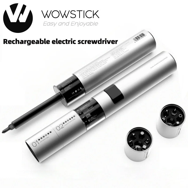 

Wowstick 12 in 1 Dual Power Lithium Electric Screwdriver 3LED Lights Rechargeable Screw Driver Kit Magnetic Suction One Button