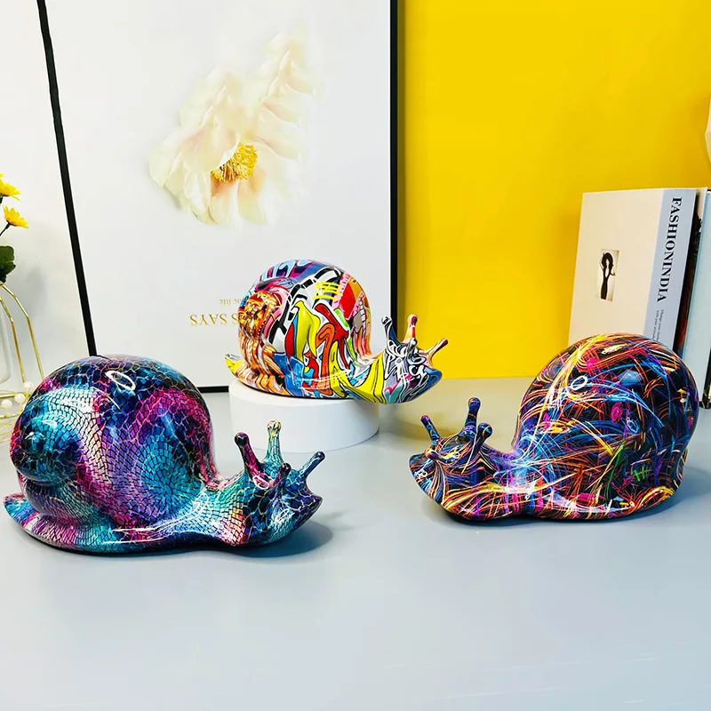 

Colorful Snail Animal Resin Artwork Decoration Home Living Room Desktop Animal Garden Sculpture Animal Model Scene Decoration