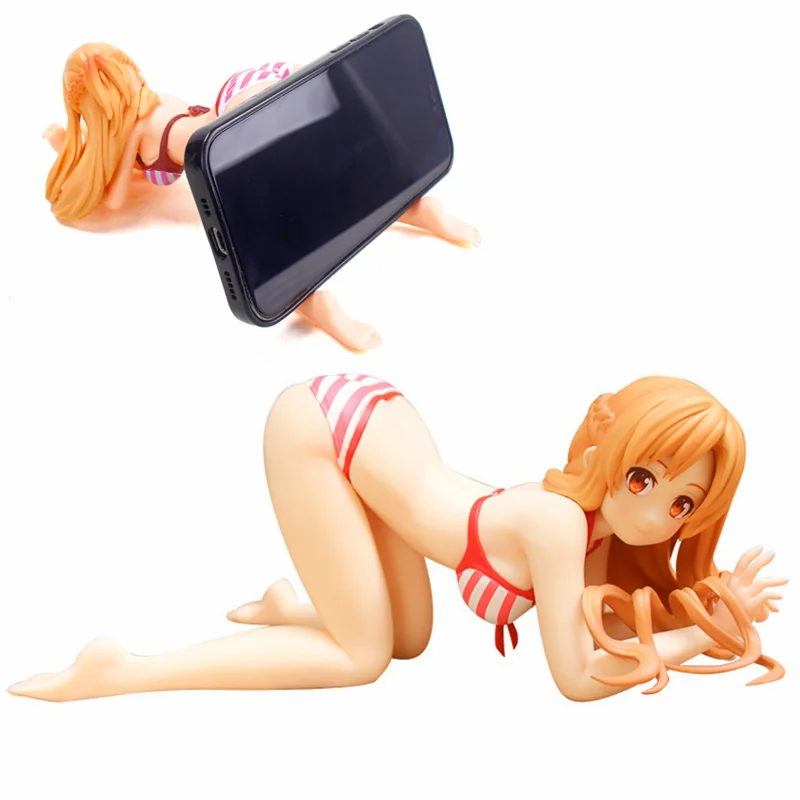 

Anime Sword Art Online Asuna Yuuki Phone Bracket Sexy Girls PVC Action Figure Model Toys Collectible Model Toy Kids Gift