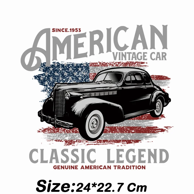 Классический ретро-патч с рисунком автомобиля термонаклейки для одежды подходит