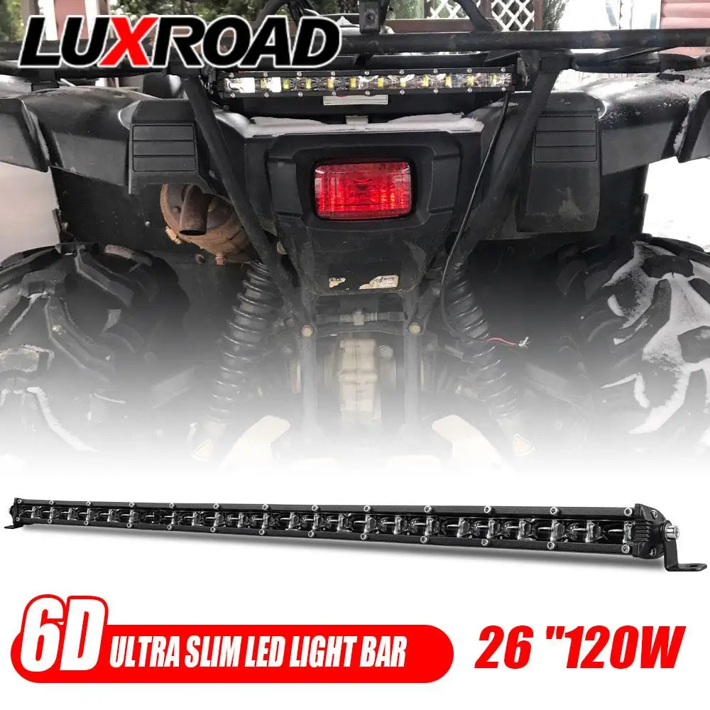 

26 дюймовая тонкая задняя панель заднего вида 6D, Задняя панель для внедорожника 4x4, противотуманная задняя фара 6000K для Jeep Niva Lada SUV ATV RV 12 В 24 В