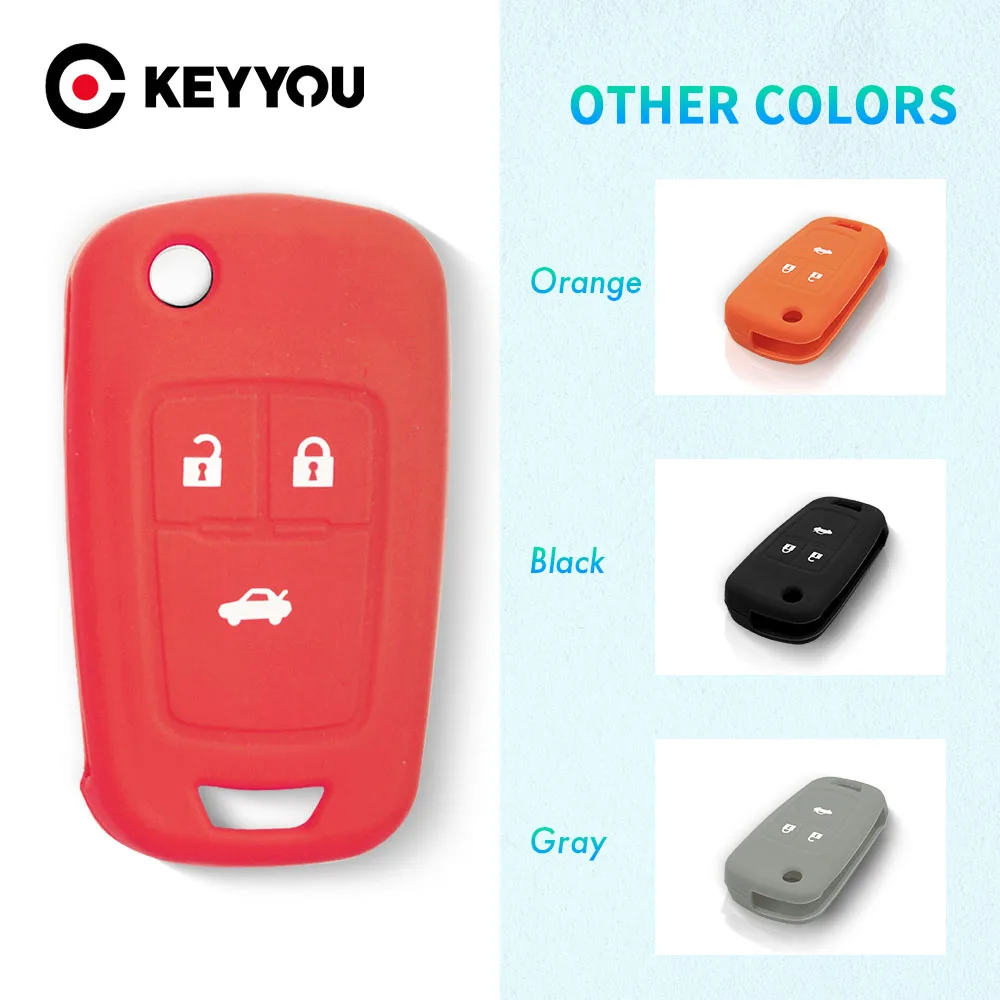 

Откидной силиконовый чехол KEYYOU для автомобильного ключа с 3 кнопками, чехол-Обложка для Chevrolet Cruze AVEO SAIL TRAX Малибу каптива