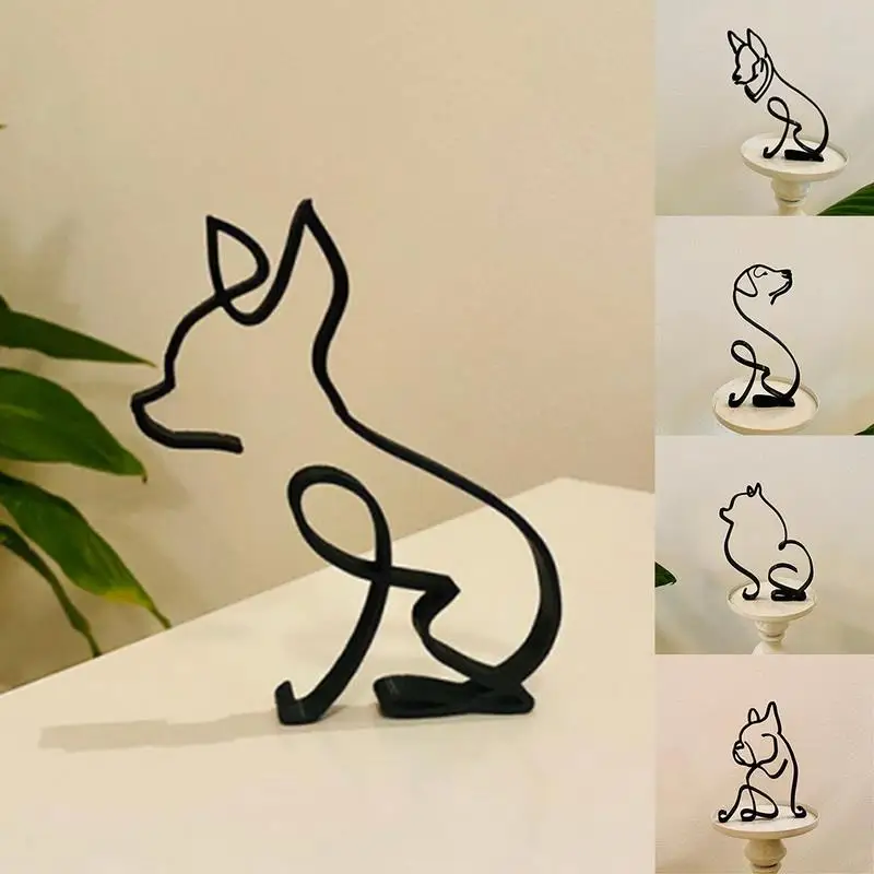 

Dog Art Sculpture Simple Metal Dog Abstract Art Sculpture for Home Party Office Desktop Decoration Cute Pet Dog Cats Gifts