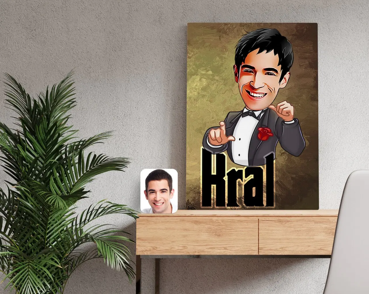 

Персонализированный холщовый стол король карикатура 50x70 см-2