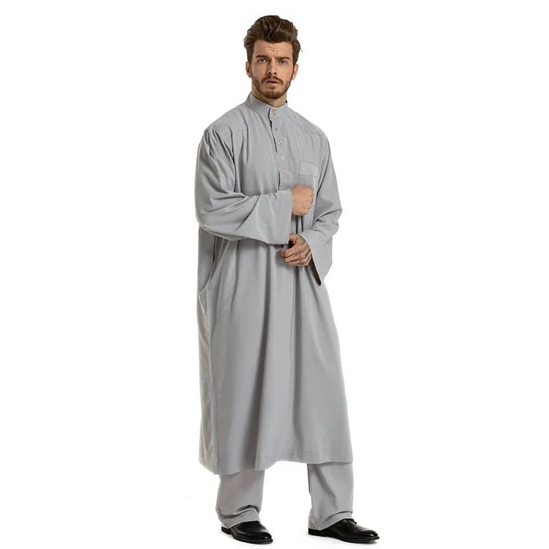 2022 Fashion Abaya Muslim Men'S Robe Arabic Dubai Long-Sleeved Robes Set Two-Piece Abaya Eid Комплекты Для Мусульман Cm263