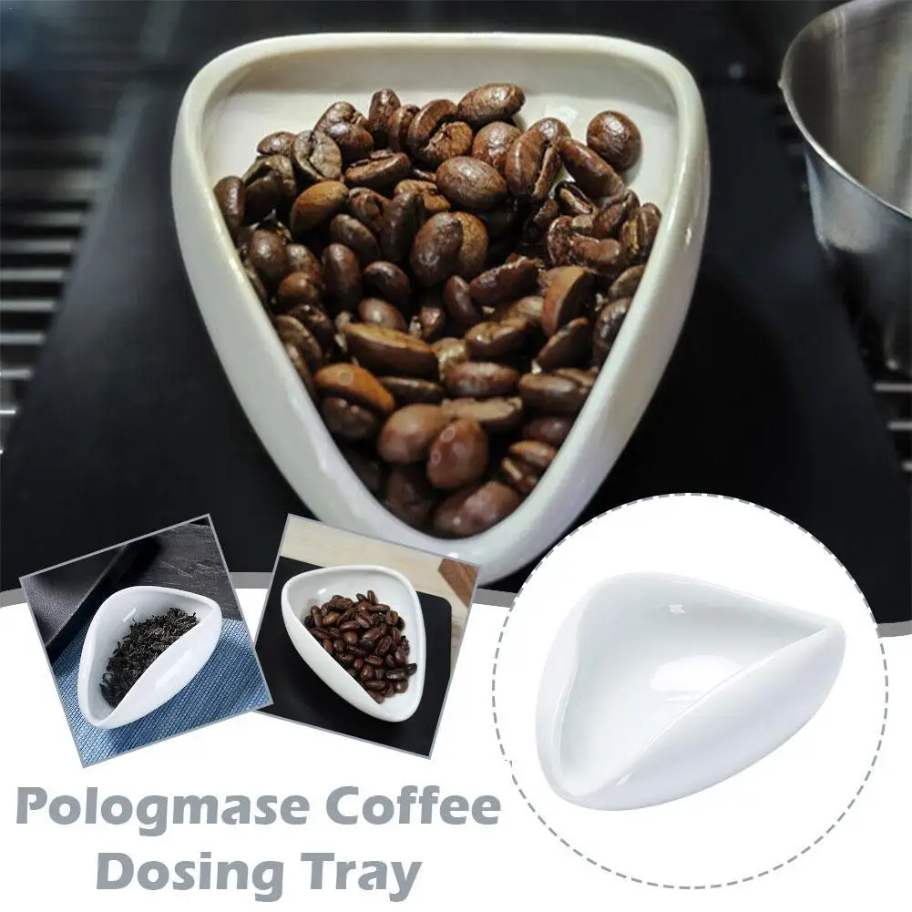 

Coffee Beans Dose Trays Pure White Ceramic Tea Set Scoops Special Shape Design Trays For Espresso Coffee Barista Accessories