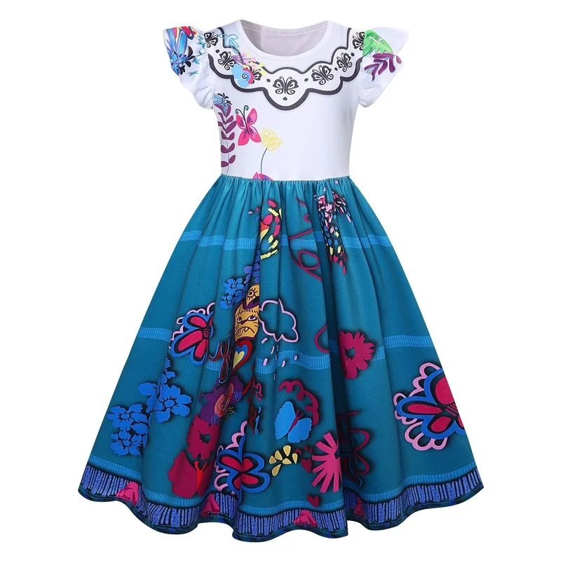 Girls Encanto Charm Dresses Carnival Summer New Children Princess Mirabel Dress Birthday Party Role Play Costume Kids Prom Gowns