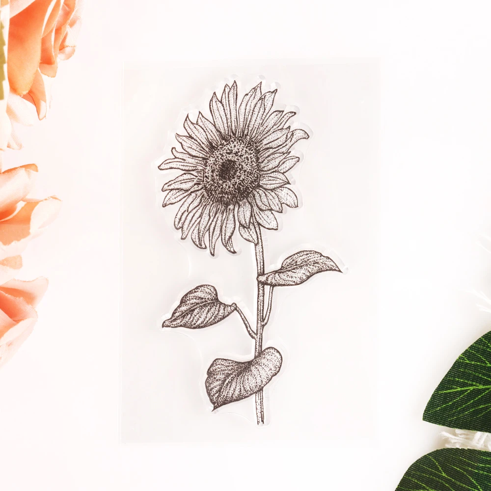 Винтажные мини-штампы с милыми растениями из прозрачного силикона для