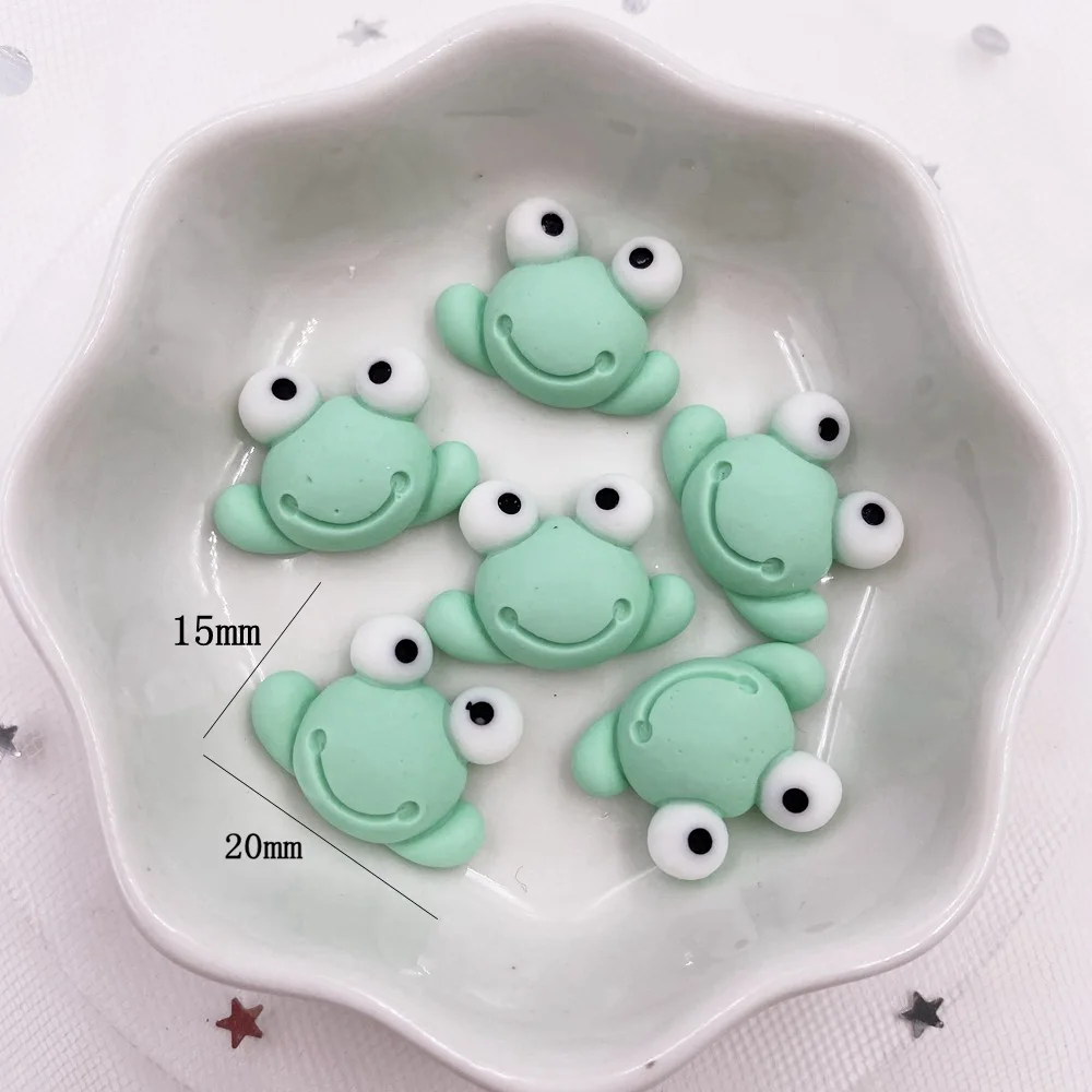 Ручная роспись кавайные красочные 3D зеленые лягушки с плоским основанием