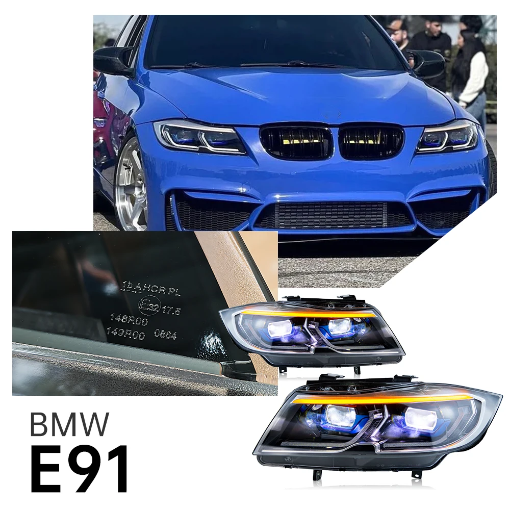 

Автомобильный фонарь для фар Bmw 3 серии E91 E90 2005-2012 320I 318I 323I 3 серии Светодиодные фары Drl Hid Bi Xenon Beam Аксессуары