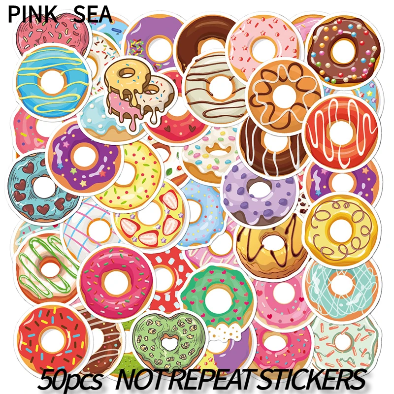 

10/30/50Pcs/set Donuts Gourmet Sweets Colors Cartoon Graffiti Stickers For Case Skateboard Luggage Laptop Decorativos Gift