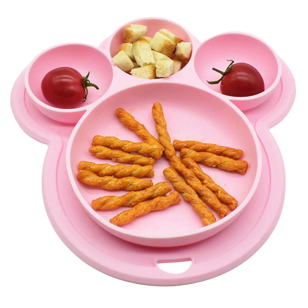 

Dinner Plate for Kids Feeding Silicone Food Fruits Divided Dish Bowl Paw Shape Feeding Tableware Baby Toy Gift