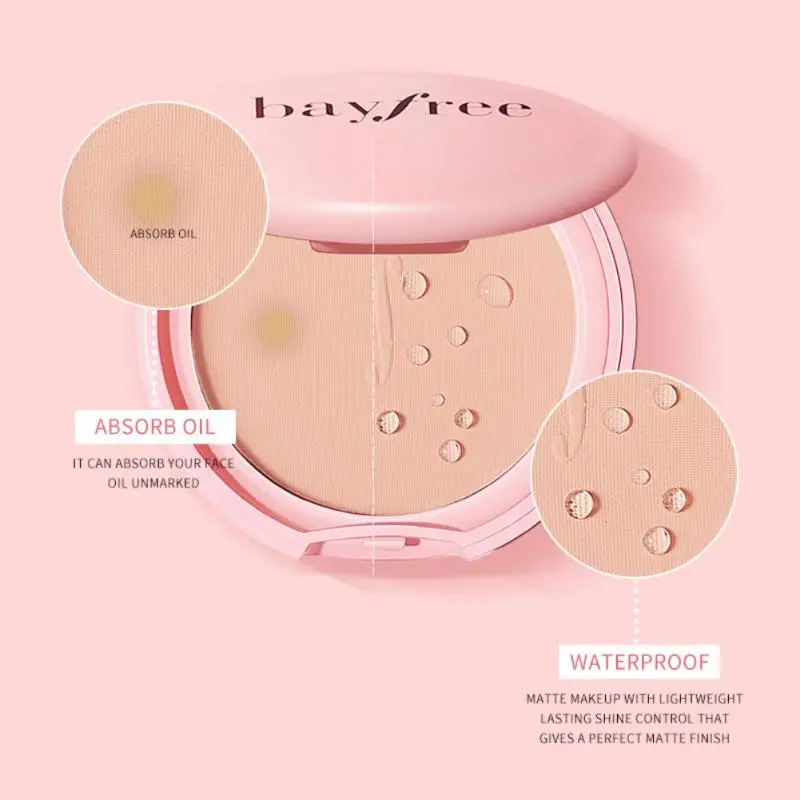 

Bayfree Mineral Face Pressed Powder Oil Control Natural Foundation Powder 5 Colors Smooth Finish Concealer Setting Powder