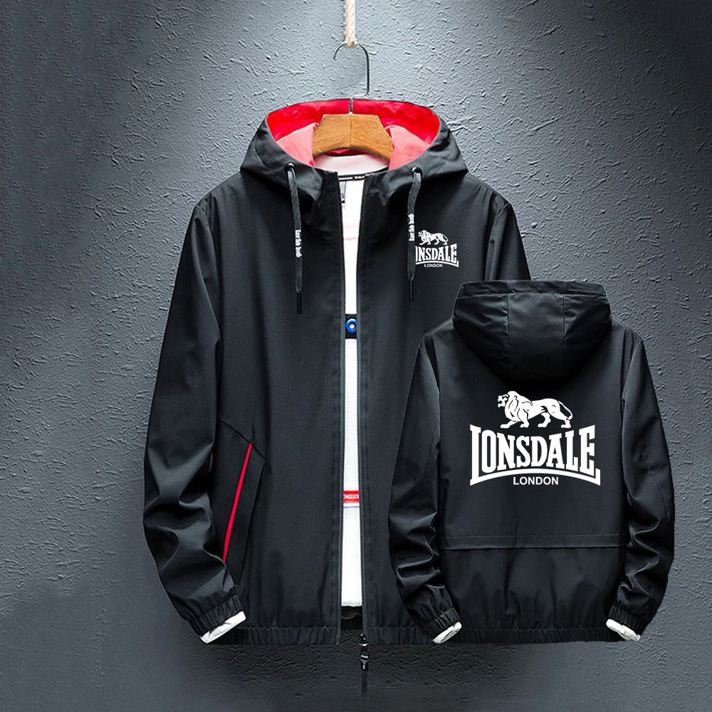 

Новинка 2022, сезон весна-осень, Lonsdale, изготовленные на заказ толстовки, сращивающаяся ветровка, непромокаемая модная куртка, мужские повседневные пальто на молнии, топы