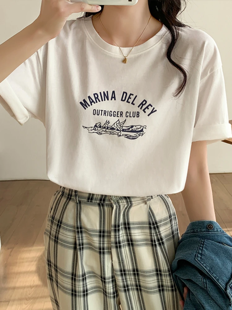 

Bornladies Новинка 2022 Женская весенне-летняя футболка Базовая модная женская футболка с коротким рукавом в Корейском стиле