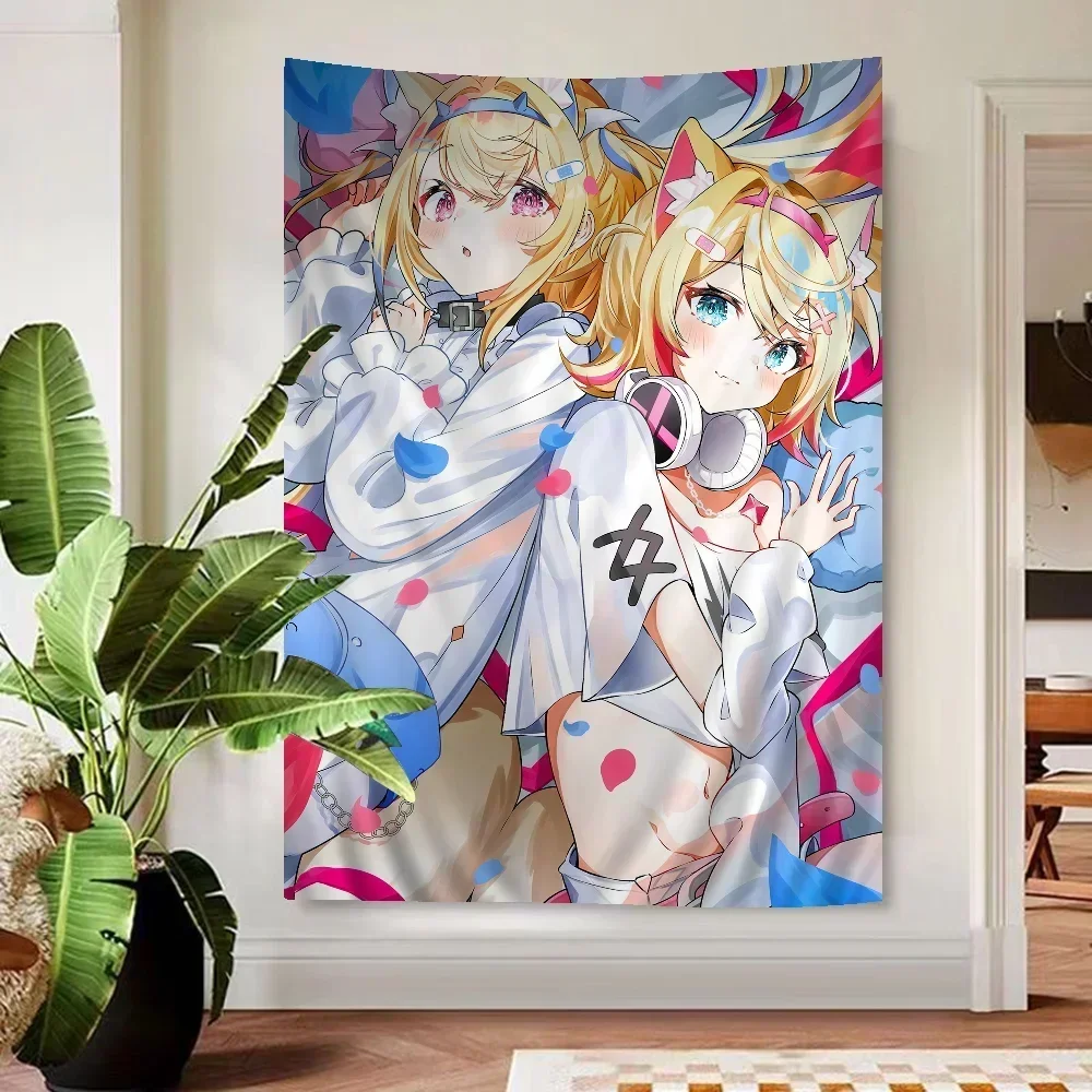 FuwaMoco Fuwawa Mococo Hololive Vtuber DIY настенный гобелен для гостиной дома и общежития Декор