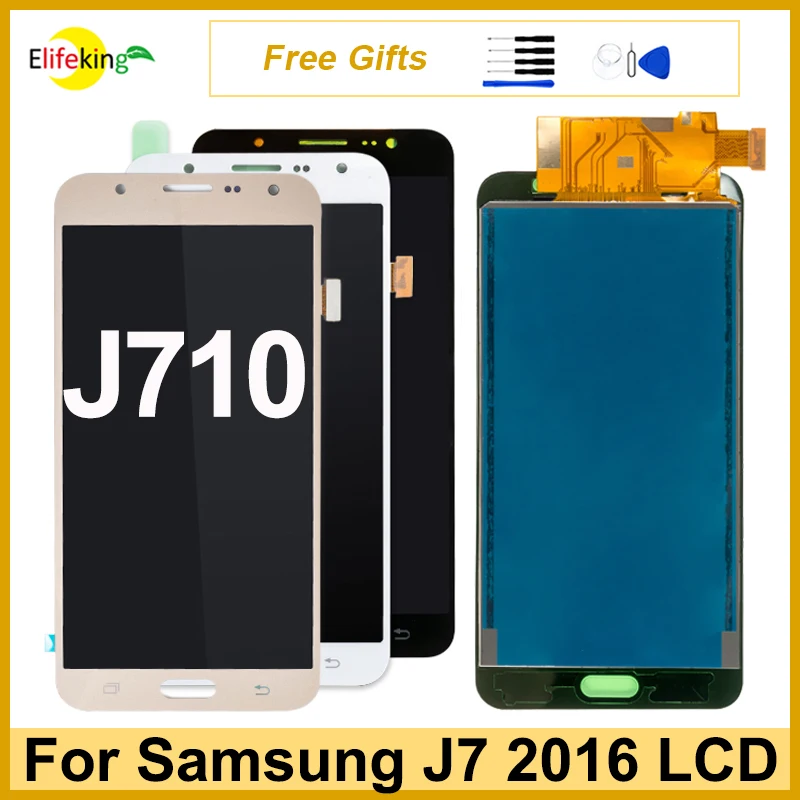 J710 экран для Samsung Galaxy J7 2016 ЖК-дисплей сенсорный экран J710F J710M J710H дигитайзер сборная Замена с бесплатным подарком
